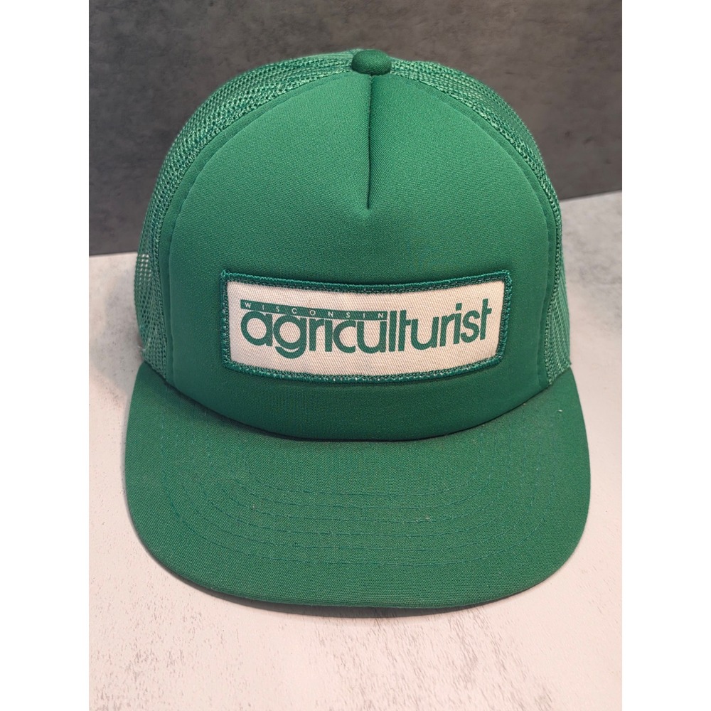 Vintage Wisconsin Agriculturist Green Trucker Hat G.S.C. Snapback Mesh Cap